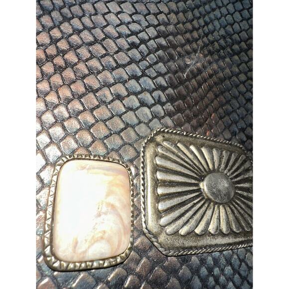 1992 Nina Arjani Leather 12x10" Shoulder Bag Cross Body Metallic Gold Snakeskin - Picture 16 of 16
